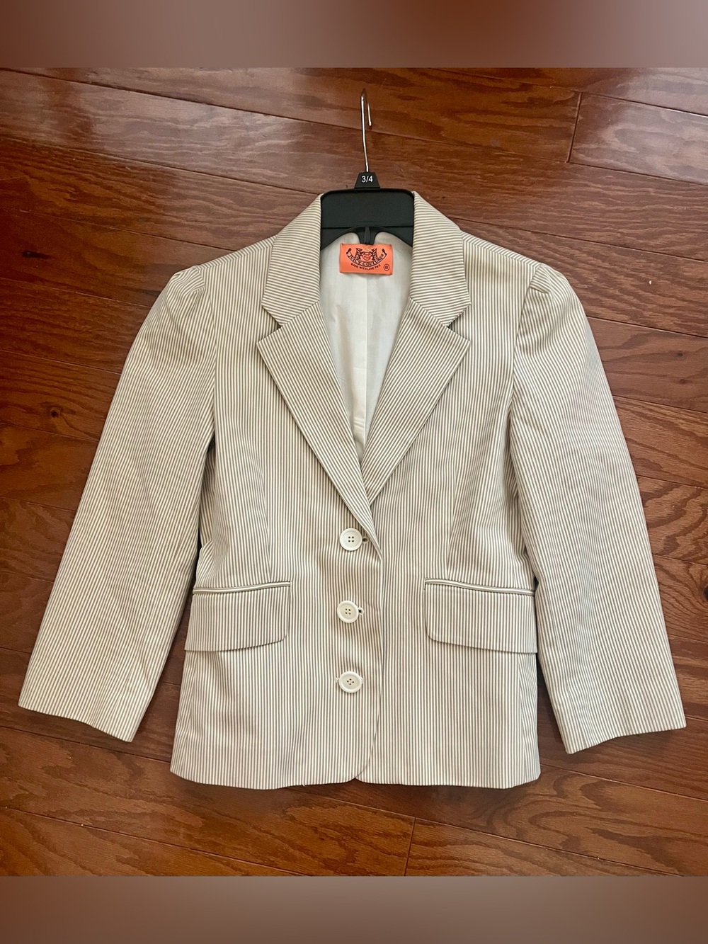 Y2K Juicy Couture Tan Pinstripe Blazer - Size S